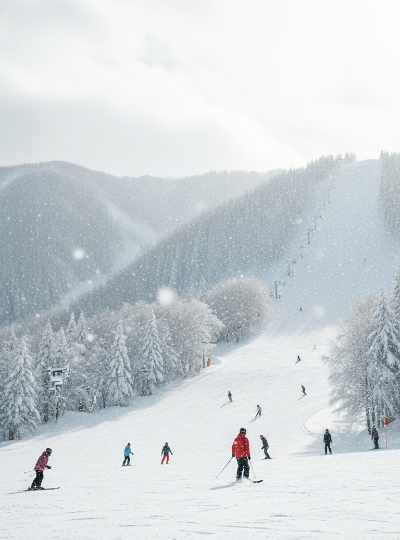 渡假村早餐→雪場集合→分組上課 (五小時課程)